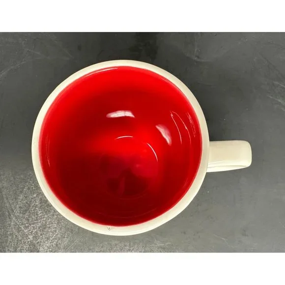 RAE DUNN JOY White Coffee Mug Typewriter Font Red Interior 20 oz Christmas - Picture 5 of 7
